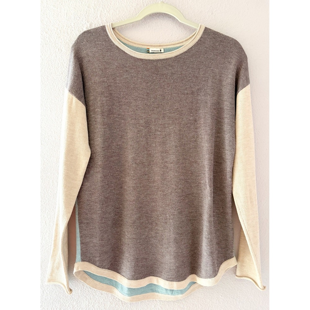 Smartwool Womens Shadow Pine Colorblock Sweater Crewneck Pullover Size Small